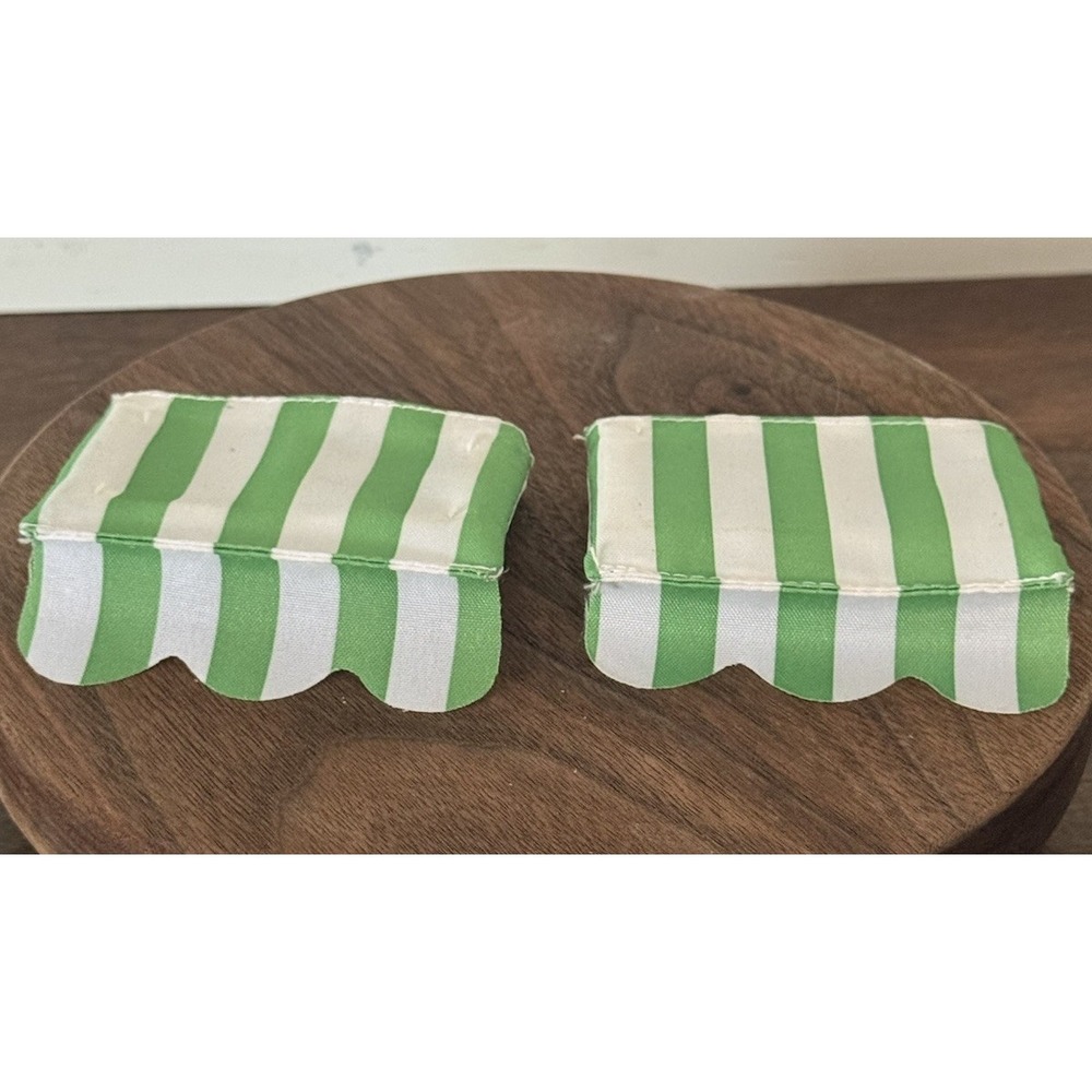 Fisher Price Loving Family Dollhouse Twin Time Dollhouse Green White Awning x 2